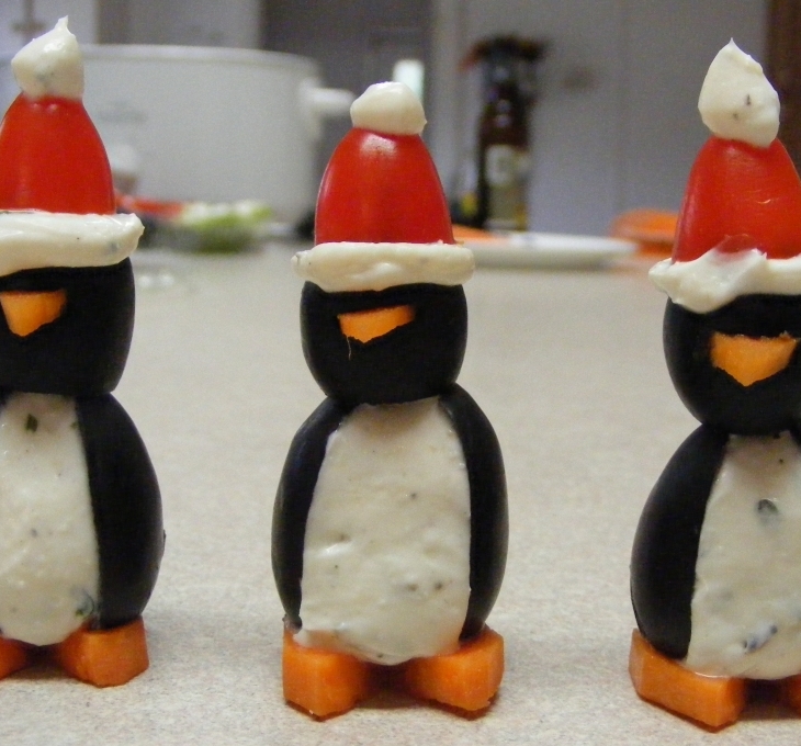 botanas en forma de pingüino